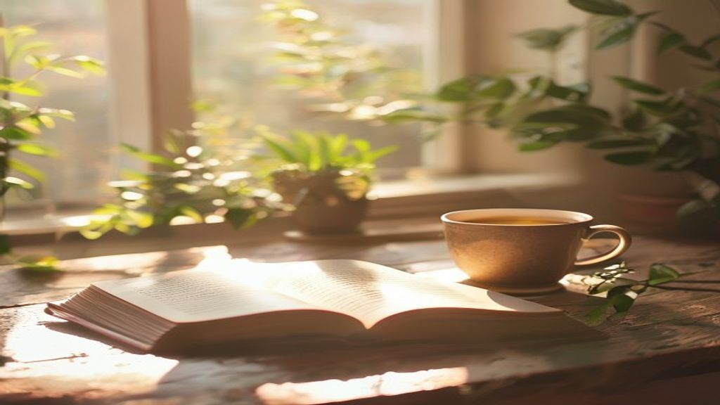 Calm workspace with soft natural light supporting mental recovery